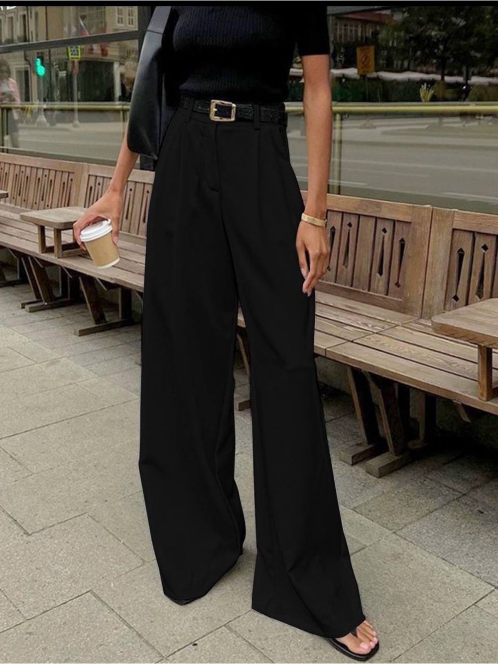 ✨Commense✨Solid Wide Leg Pants Without Belt